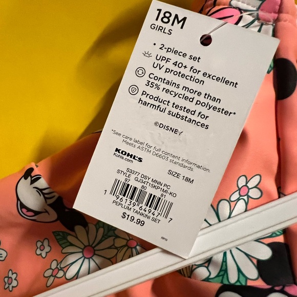 18m Minnie Mouse two-piece swim suit tankini Jumping Beans Kohl’s & Disney NEW - Picture 5 of 5